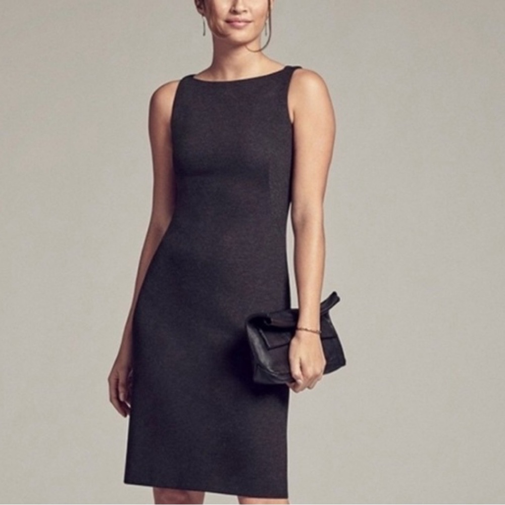 MM LaFleur Twisted Strap Ponte Sheath Dress in Charcoal Grey Women's 6